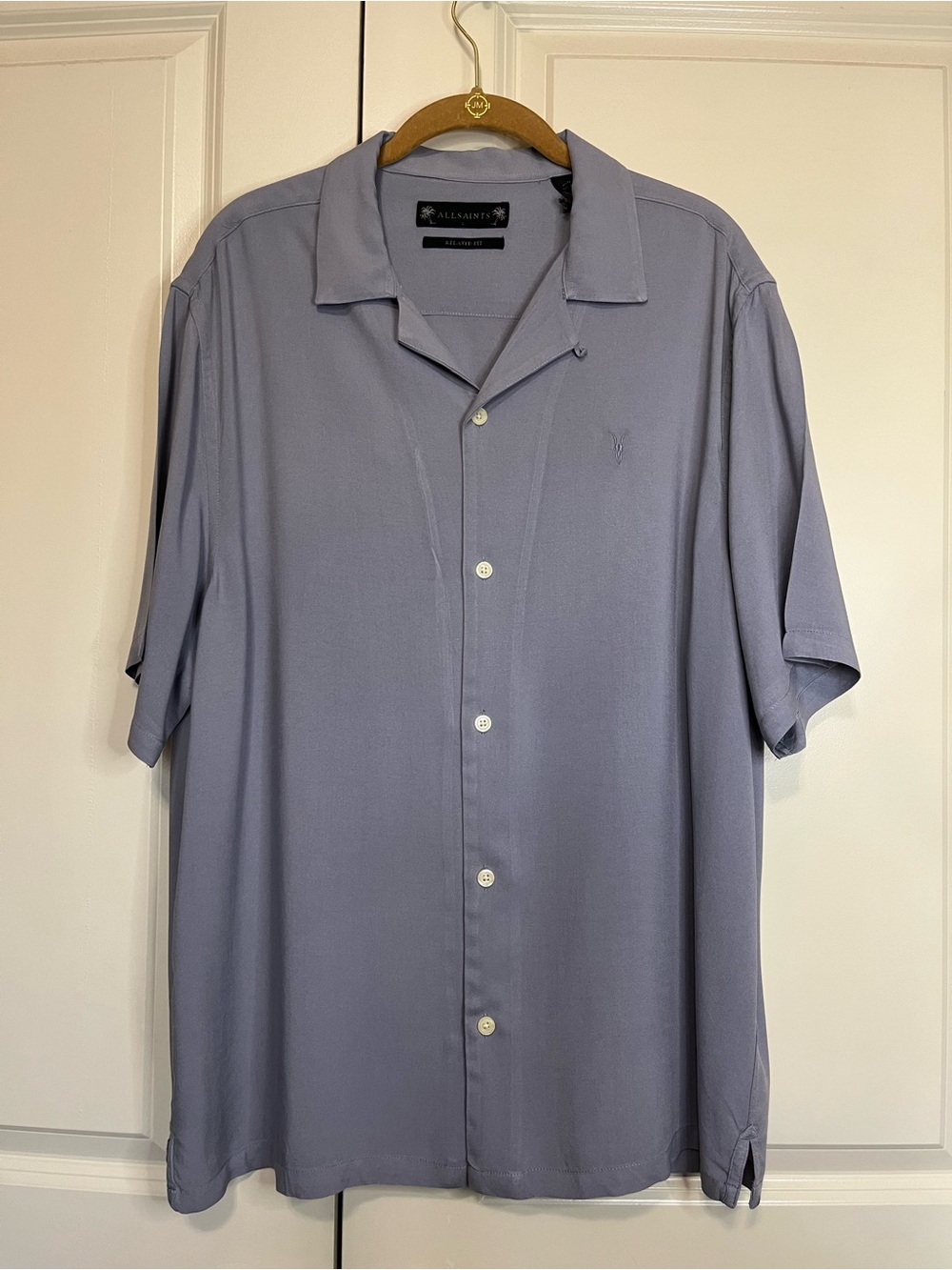 All Saints Short-Sleeve Button-Down Shirt in Dusty Lavender
